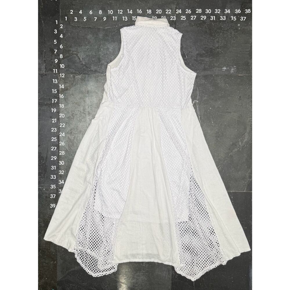 Ashley Stewart Sleeveless White Shirt Dress with Mesh Overlay Detailing - Picture 2 of 4